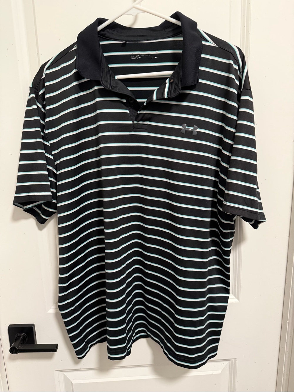 Under Armour Men’s Black Polo with White Stripe
